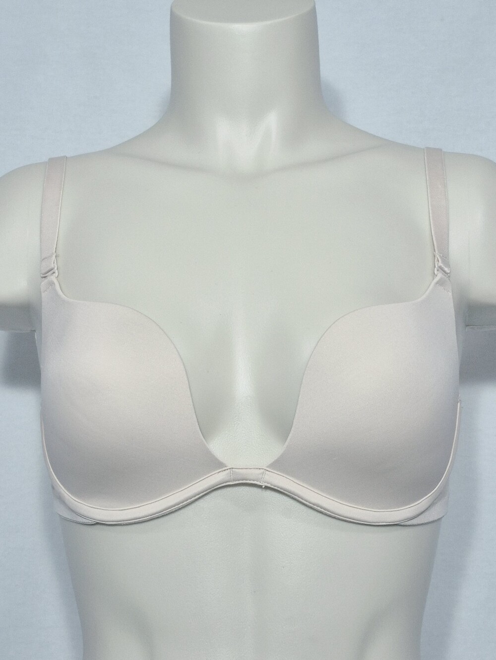 34C DOBREVA Plunge T-Shirt Bra Deep V Padded Underwire Bra Beige NWT